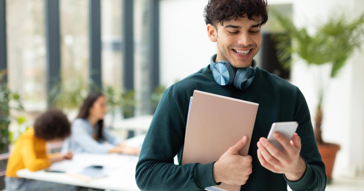 Student on phone