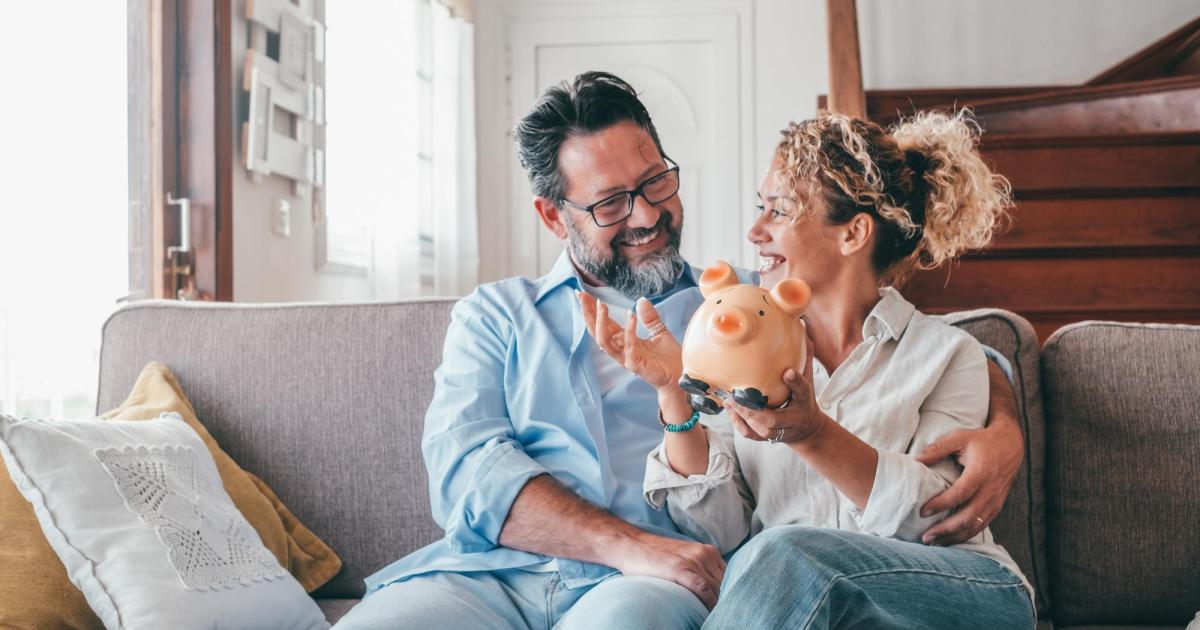 Couple with piggy bank